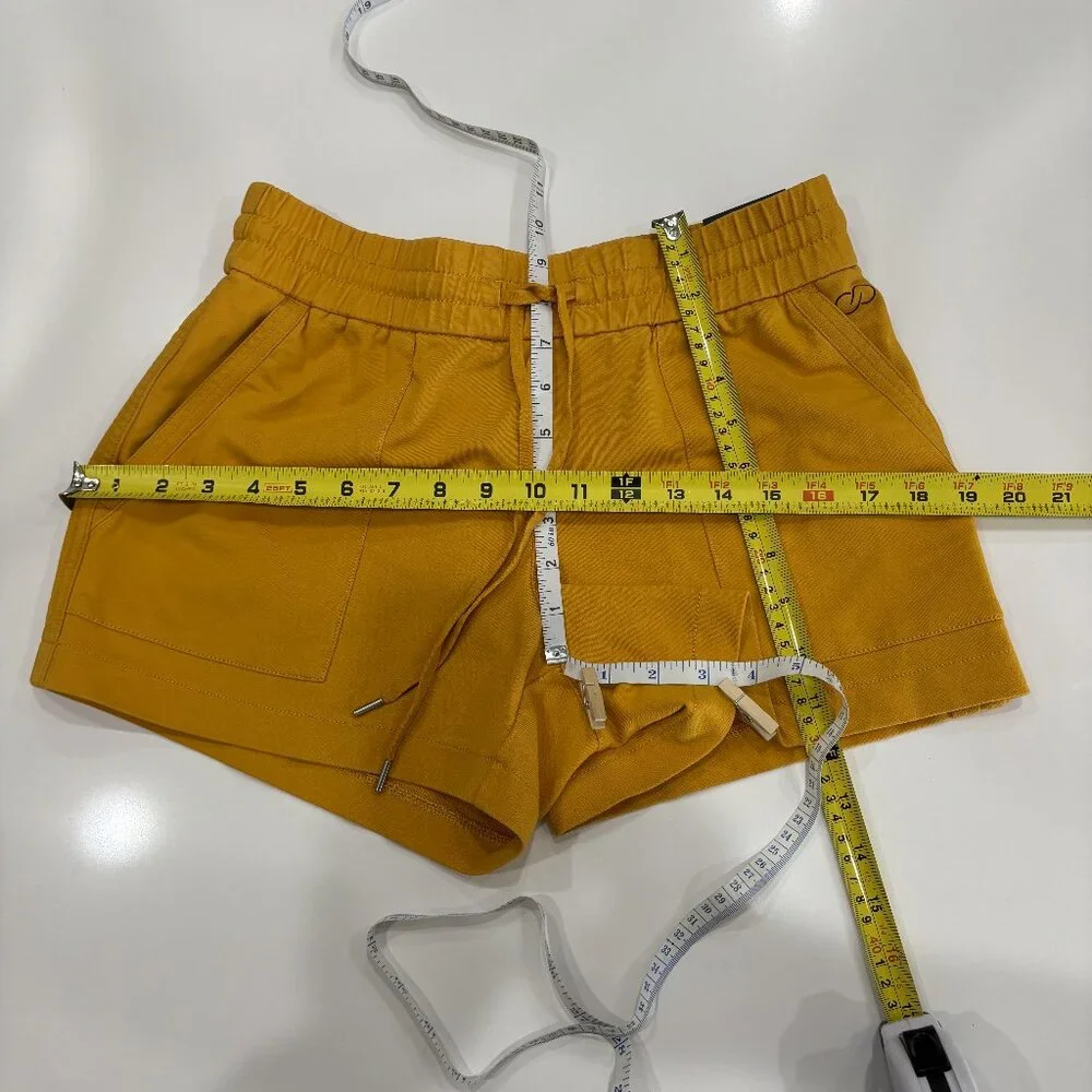 XS Yellow Cotton Short Mid Rise 3.5 Inseam Soft Tie Moisture Wicking Trapunto - Picture 9 of 11
